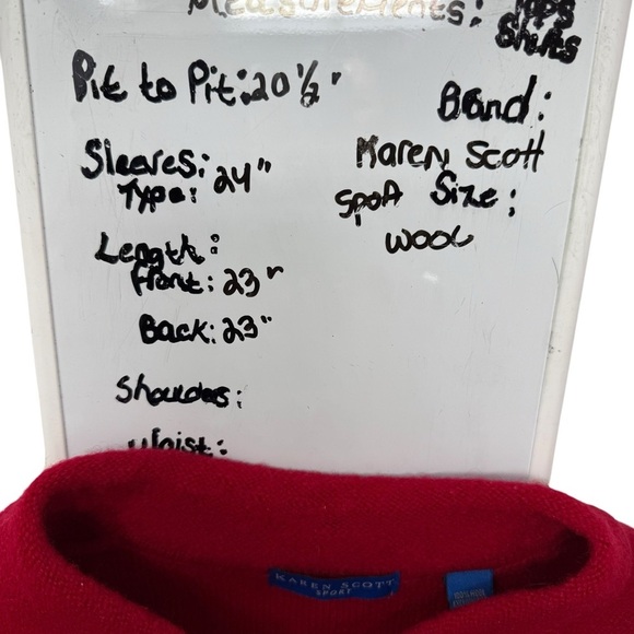 Karen Scott Red Wool Embroidered Holiday Gifts Bows Button Cardigan Sweater Med - Picture 5 of 14